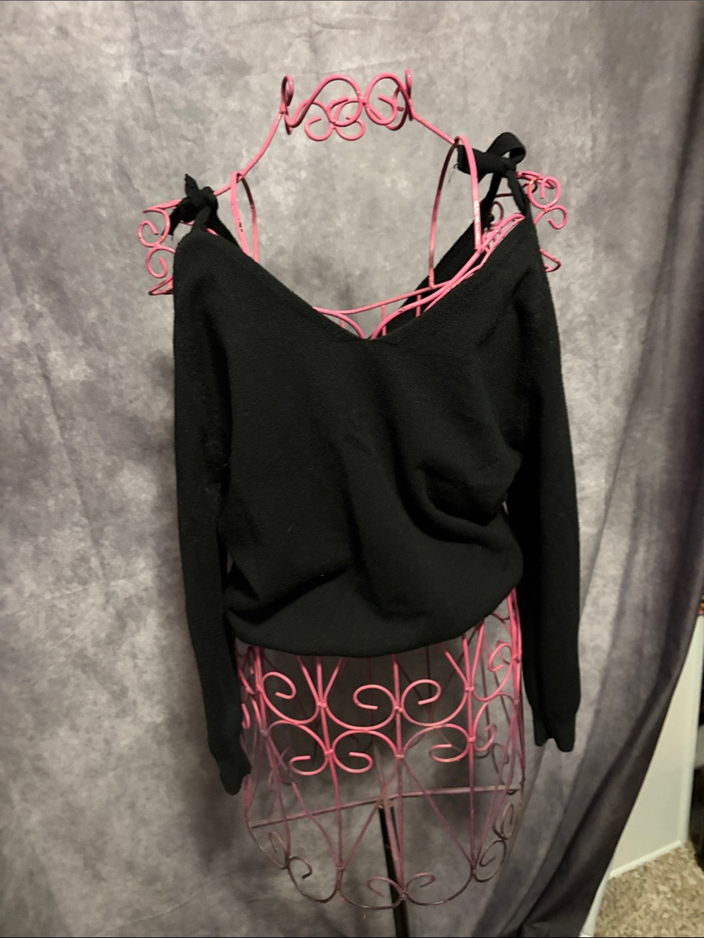 Black Off-Shoulder Sweater Top